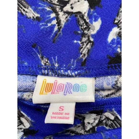 LuLaRoe Cassie Blue Black Gray Bird Print Straight Pencil‎ Skirt Sz Small - Picture 4 of 6